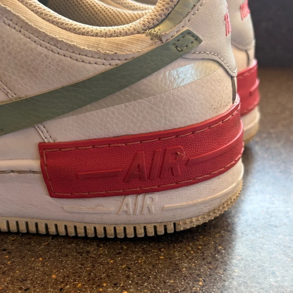 Nike Air Force 1 White and Mint Sneakers with pink Accents - Picture 4 of 12